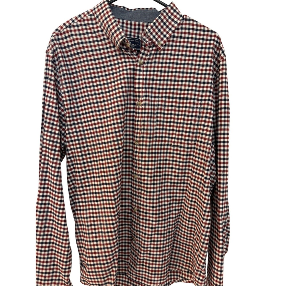 G.H. BASS & CO. RED WHITE AND BLUE BUTTON-DOWN SHIRT LONG SLEEVES MENS L‎